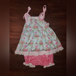 Girls Marie Nicole Boutique Outfit Size 7 XXL Pink Tank Set with Bloomer Shorts
